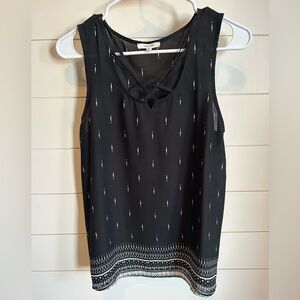 Maurices Black Tank Top with White Pattern